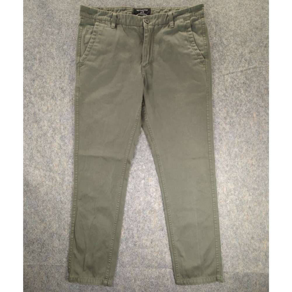 Argus Matchstick Chino Pants Mens 34x30 Green Mid-Rise Flat Front Casual
